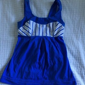 Blue and white striped lululemon tank